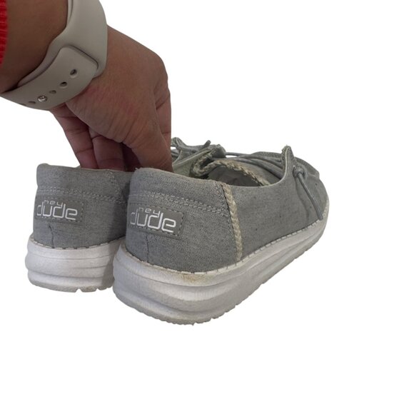 Hey Dude Wendy Yount Girls SZ 2 Gray Chambray Casual Slip-On Shoes - Picture 11 of 12
